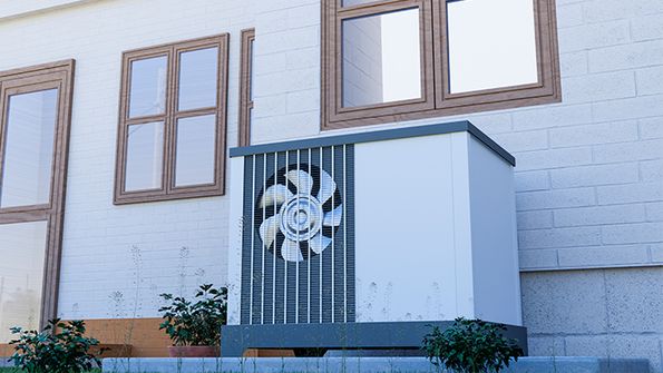Outdoor heat pump unit for residential installation