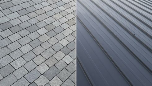 Composite shingles and metal roofing material comparison