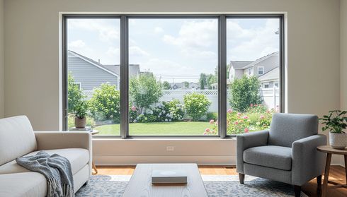 Bright living room with a large picture window