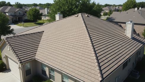 Solar shingles installed on a residential roof