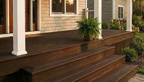 Wooden porch with stairs
