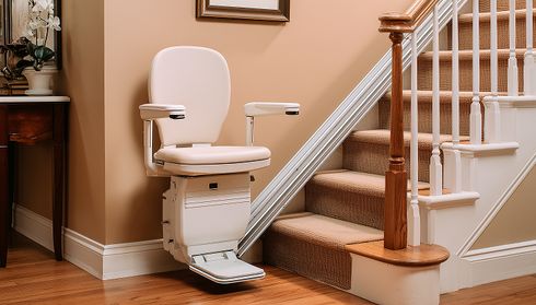 A stair lift with a padded seat